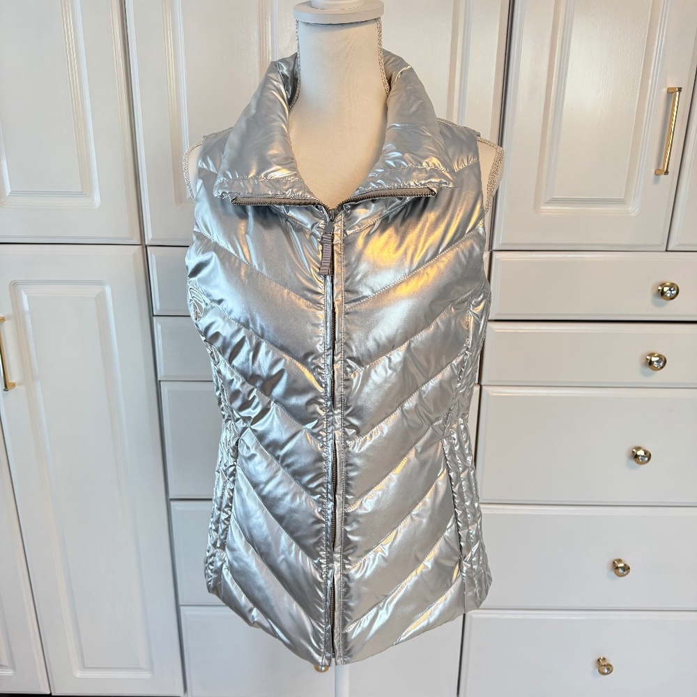 NWT Talbots Metallic Silver Puffer Vest